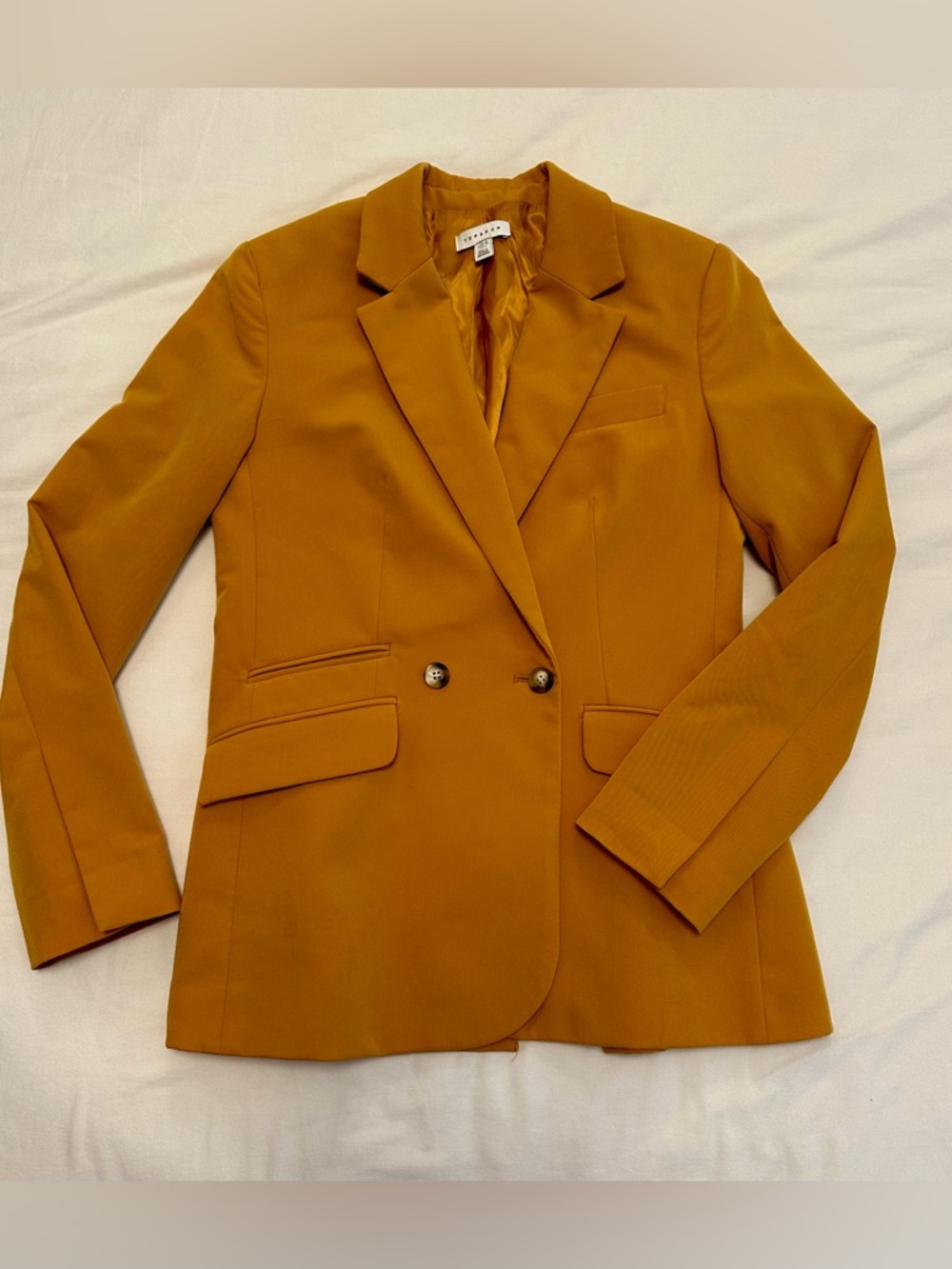 Topshop Mustard Double-Breasted Blazer